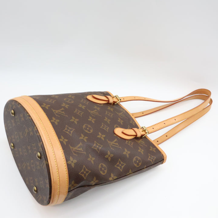 Louis Vuitton PM Bucket Tote Brown Monogram Handbag
