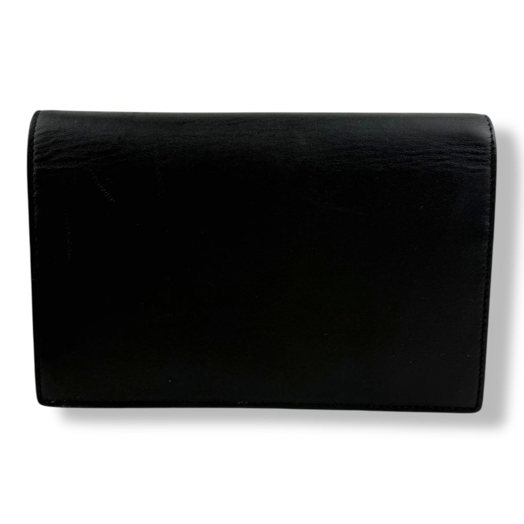 Saint Laurent YSL Black Leather Kate Tassel Wallet On Chain Handbag