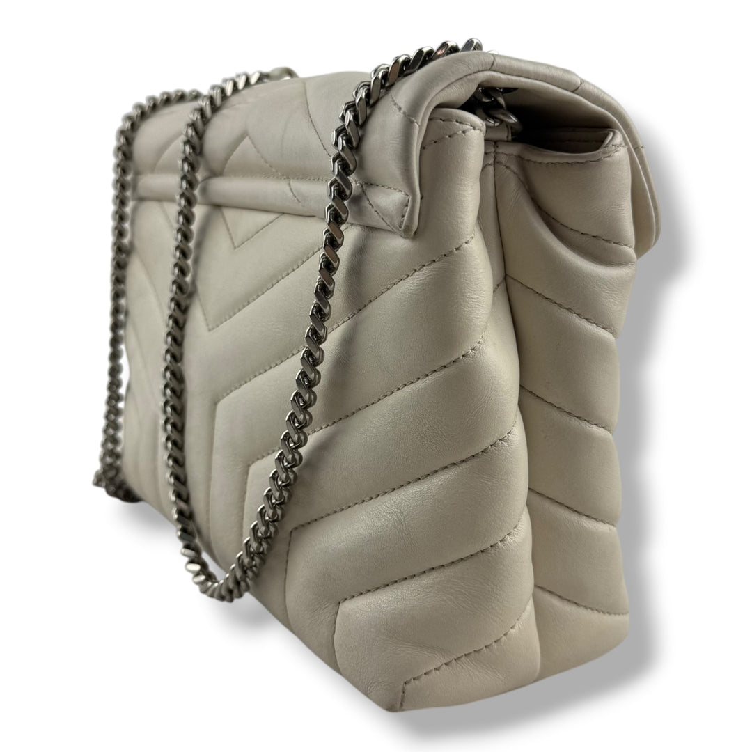 Saint Laurent YSL Cream LouLou Small Quilted Leather Handbag