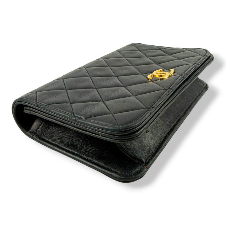 Chanel CC Mini Black Push Lock Single Flap Lambskin Shoulder Handbag