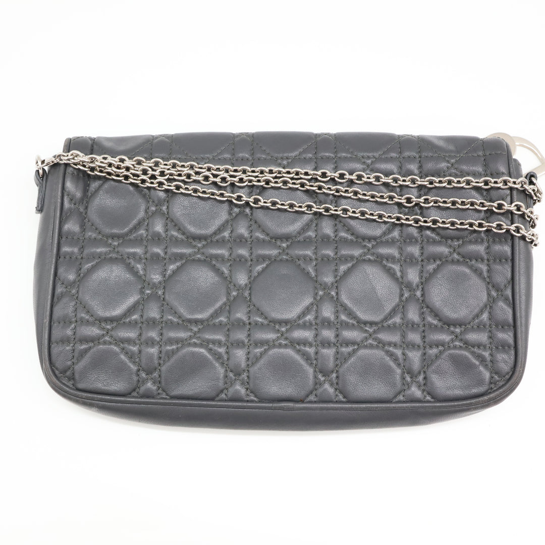 Dior Grey Quilted Wallet on Chain Pochette Bag