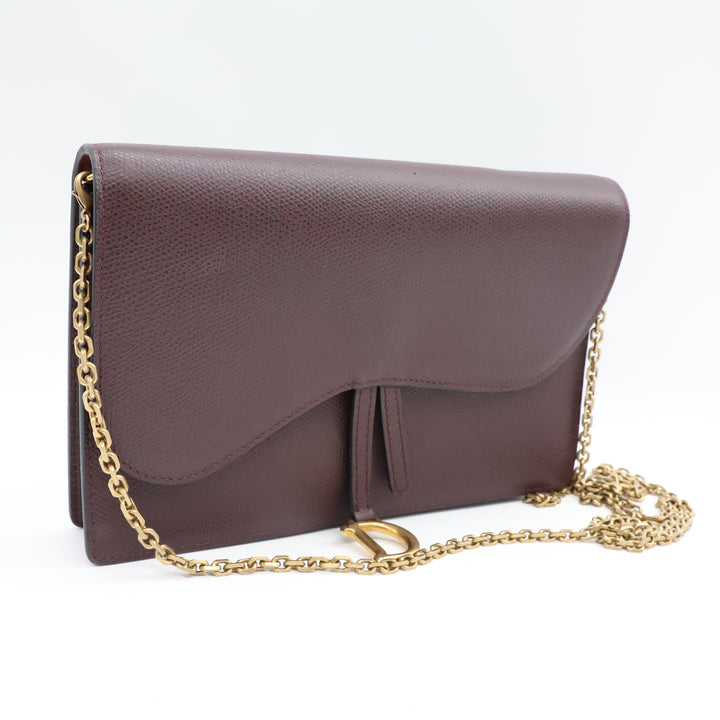 Dior Lady Dior Burgundy Wallet on Chain Pochette Bag