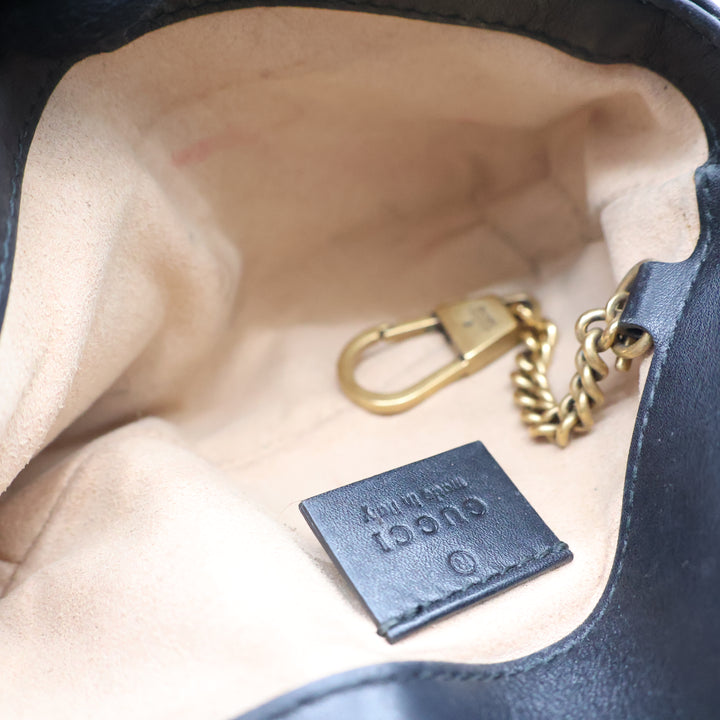 Gucci GG Marmont Flap Black Leather Super Mini Handbag
