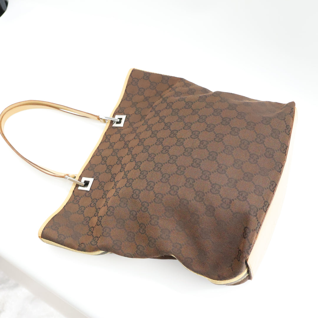 Gucci GG Brown/Beige Bucket Tote Handbag