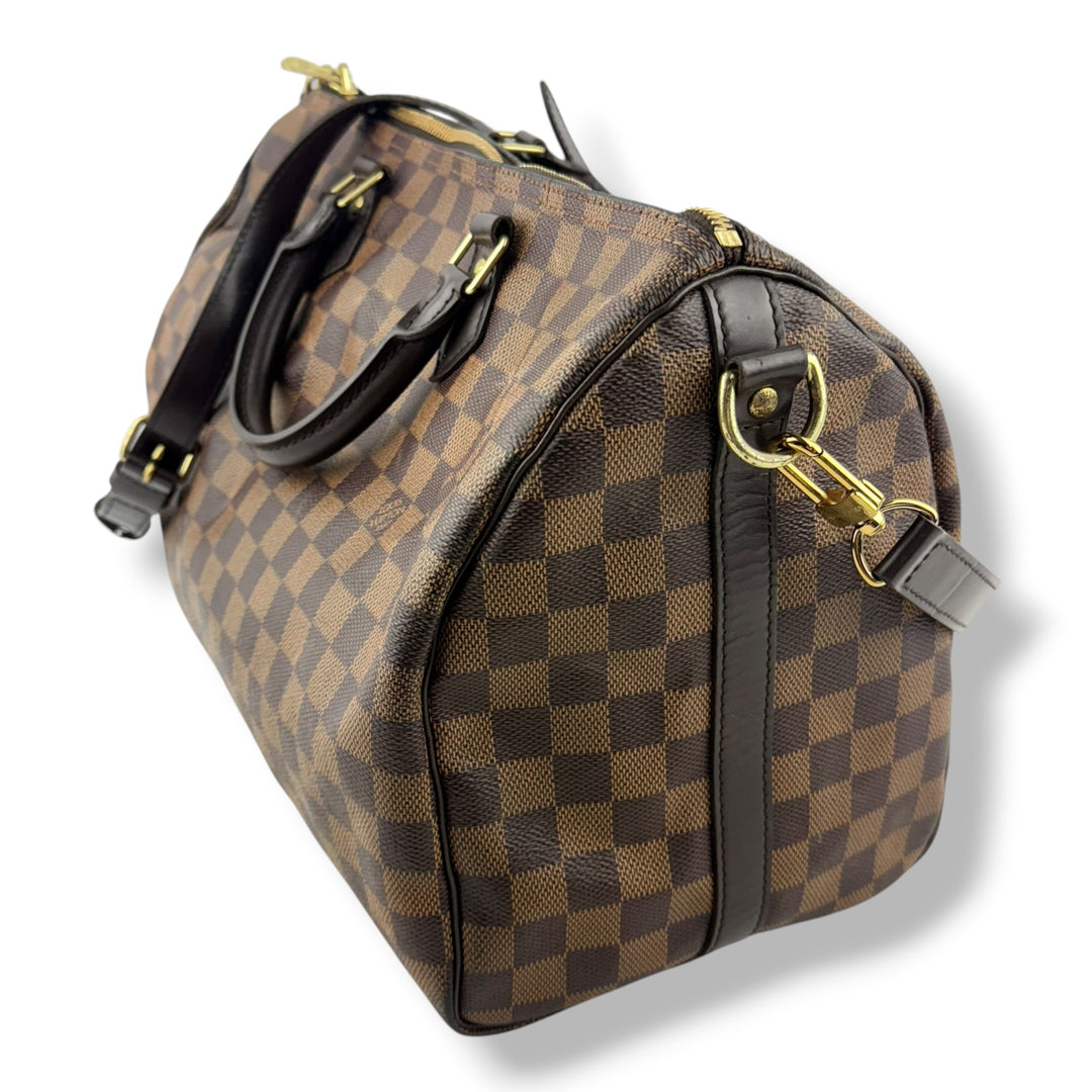 Louis Vuitton Damier Ebene Brown Speedy Bandouliere 35 Handbag