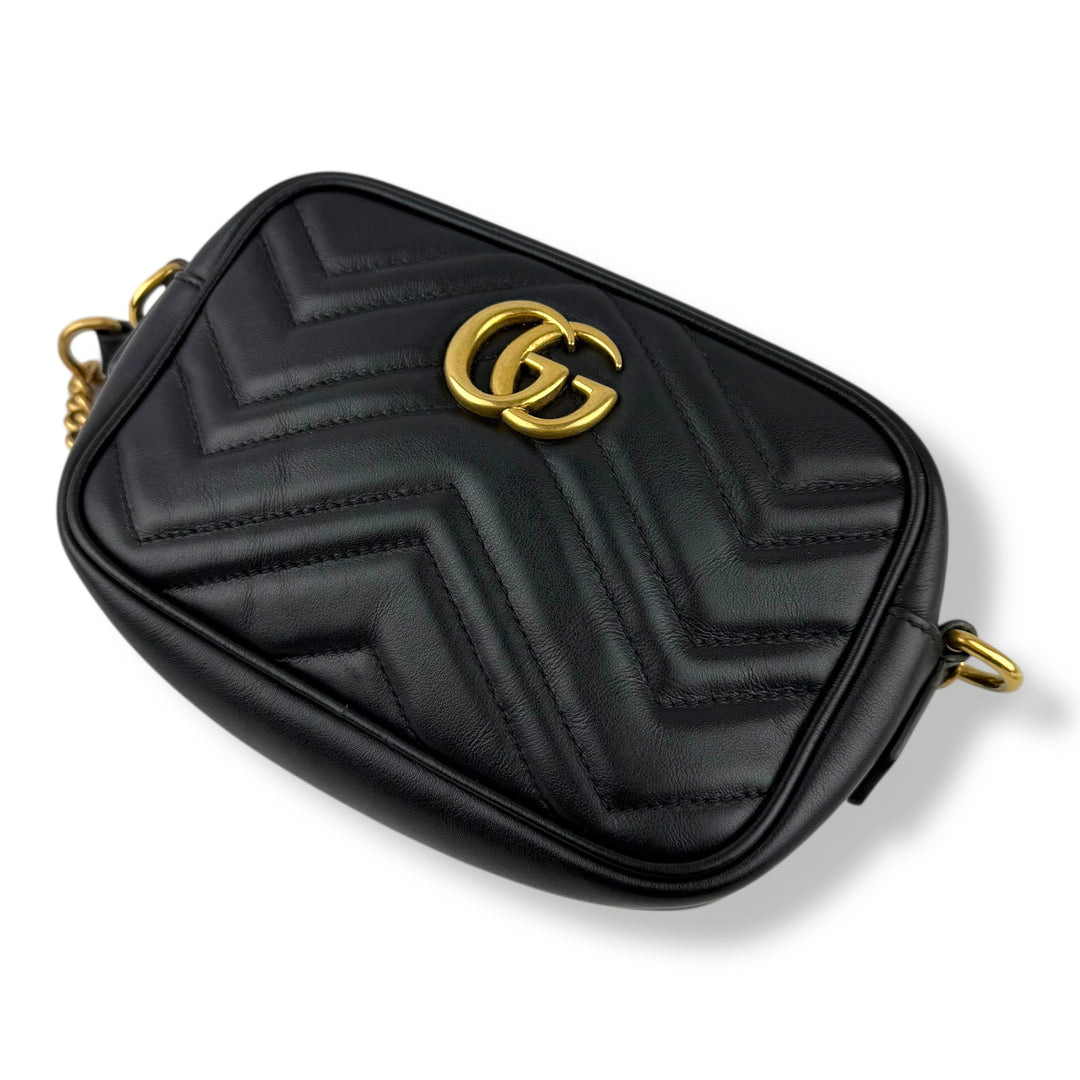 Gucci GG Black Mini Marmont Leather Handbag