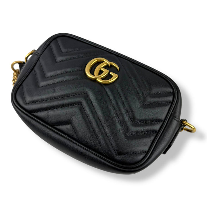 Gucci GG Black Mini Marmont Leather Handbag