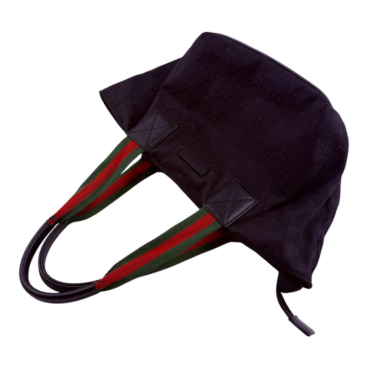 Gucci Sherry Tote Black GG Monogram Handbag