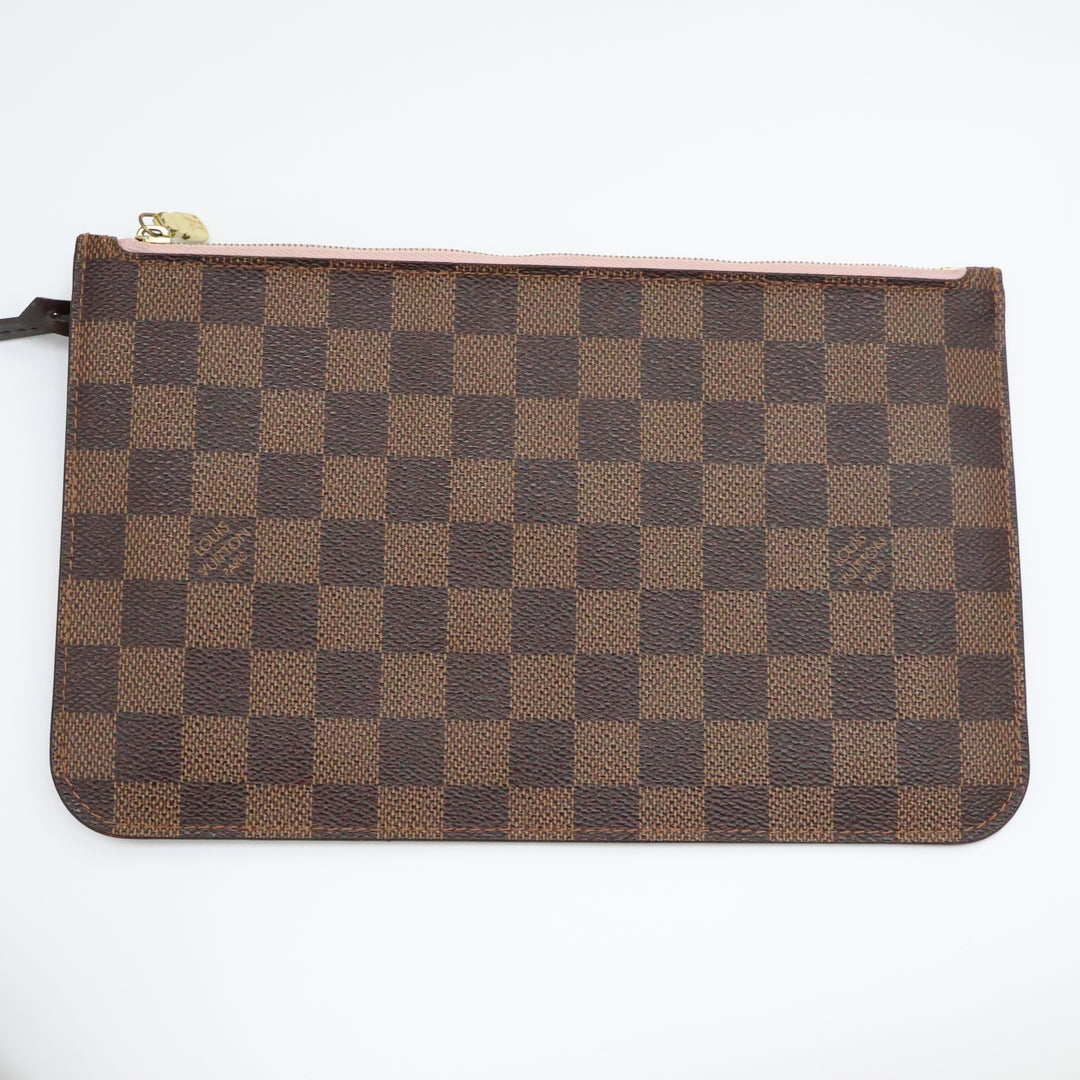 Louis Vuitton Brown Damier Neverfull MM Handbag W/ Clutch Pouch