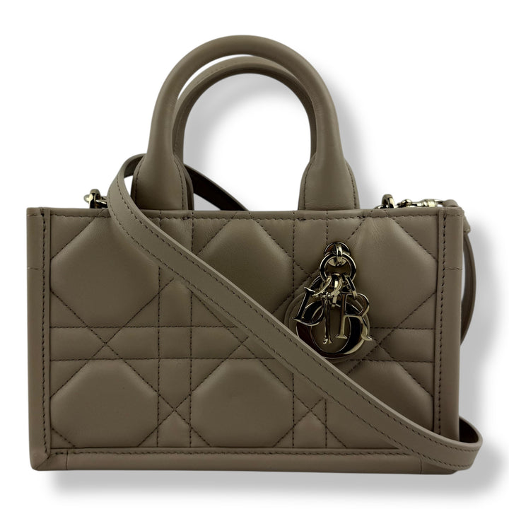 Mini Dior Book Tote Desert Taupe Macrocannage Calfskin