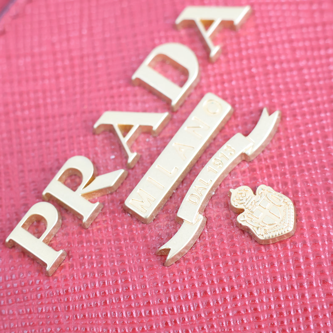 Prada Red Gold Embossed Clutch Handbag