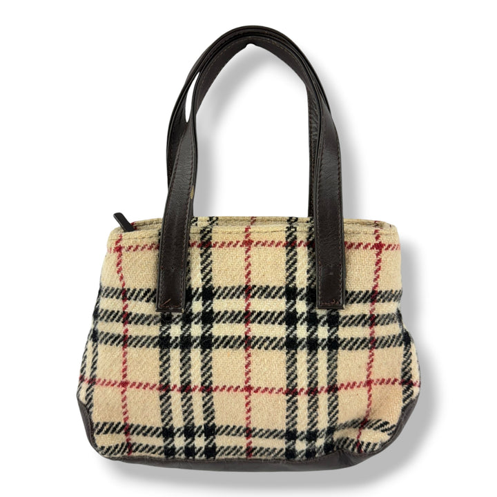 Burberry Tweed Check Tote Mini Vintage Handbag