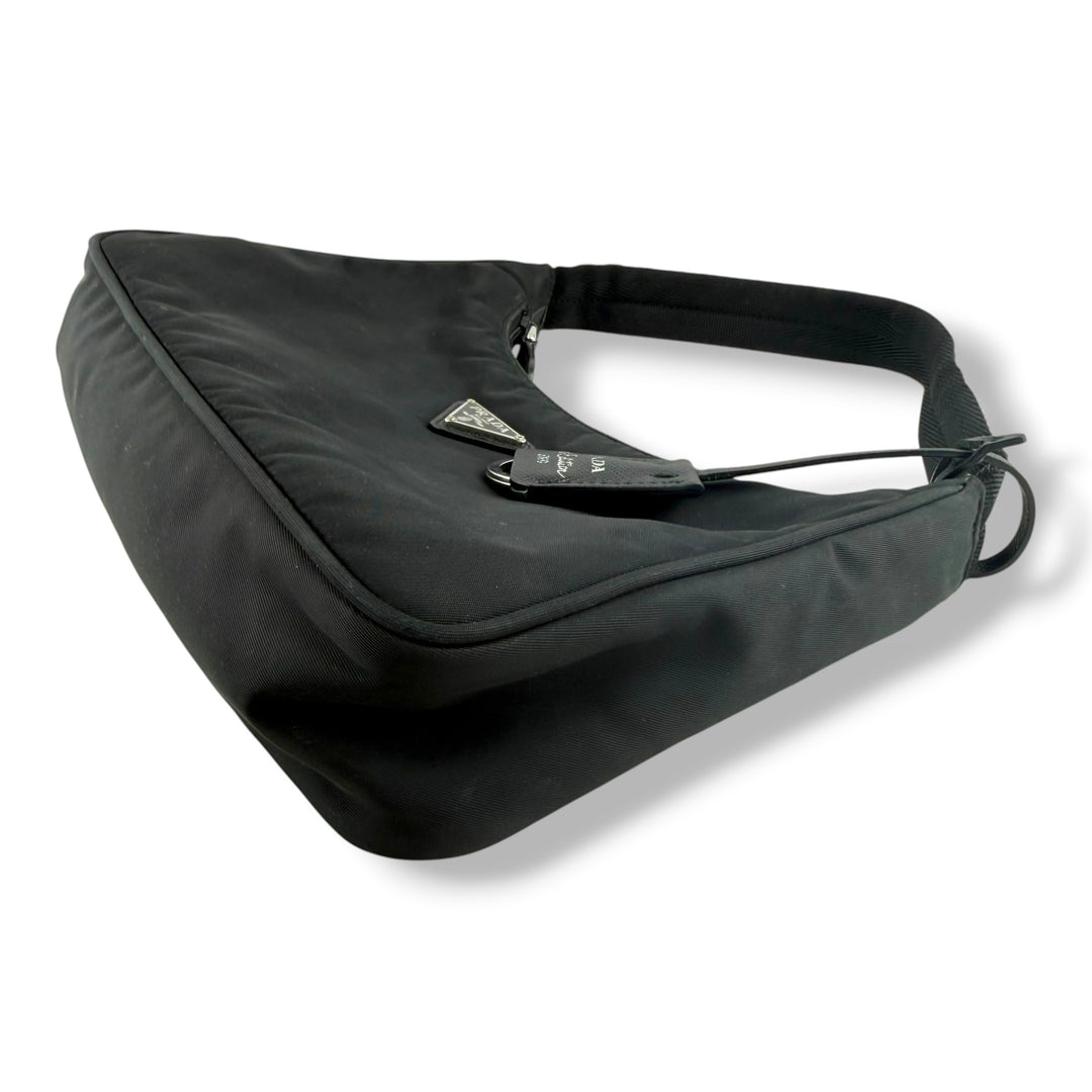 Prada Black Nylon Re-Edition Pochette Handbag