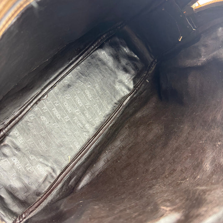 Fendi Zucca Brown Boston Tote Handbag