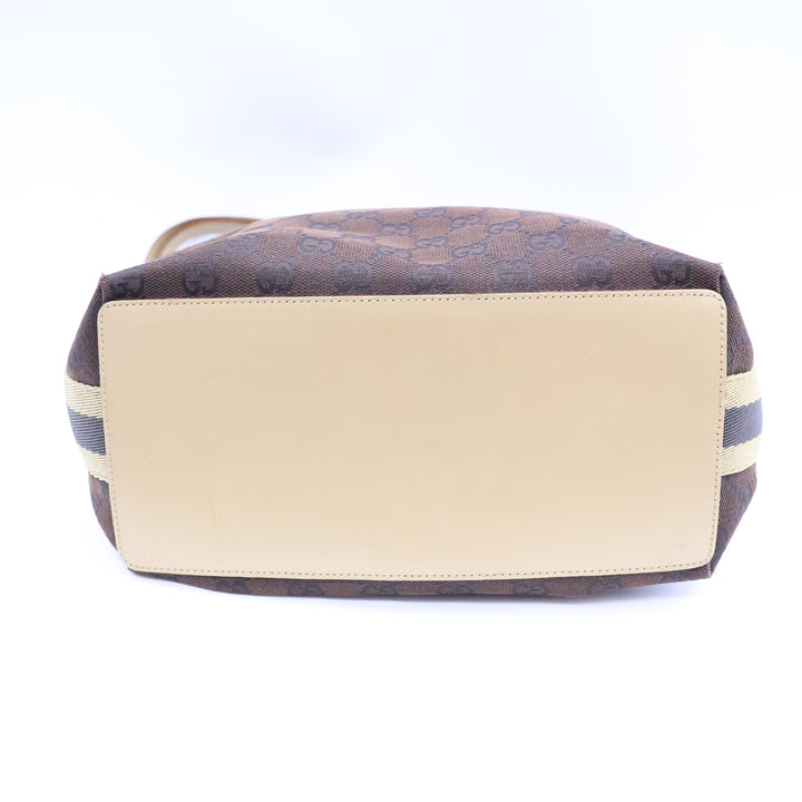 Gucci GG Brown/Beige Bucket Tote Handbag