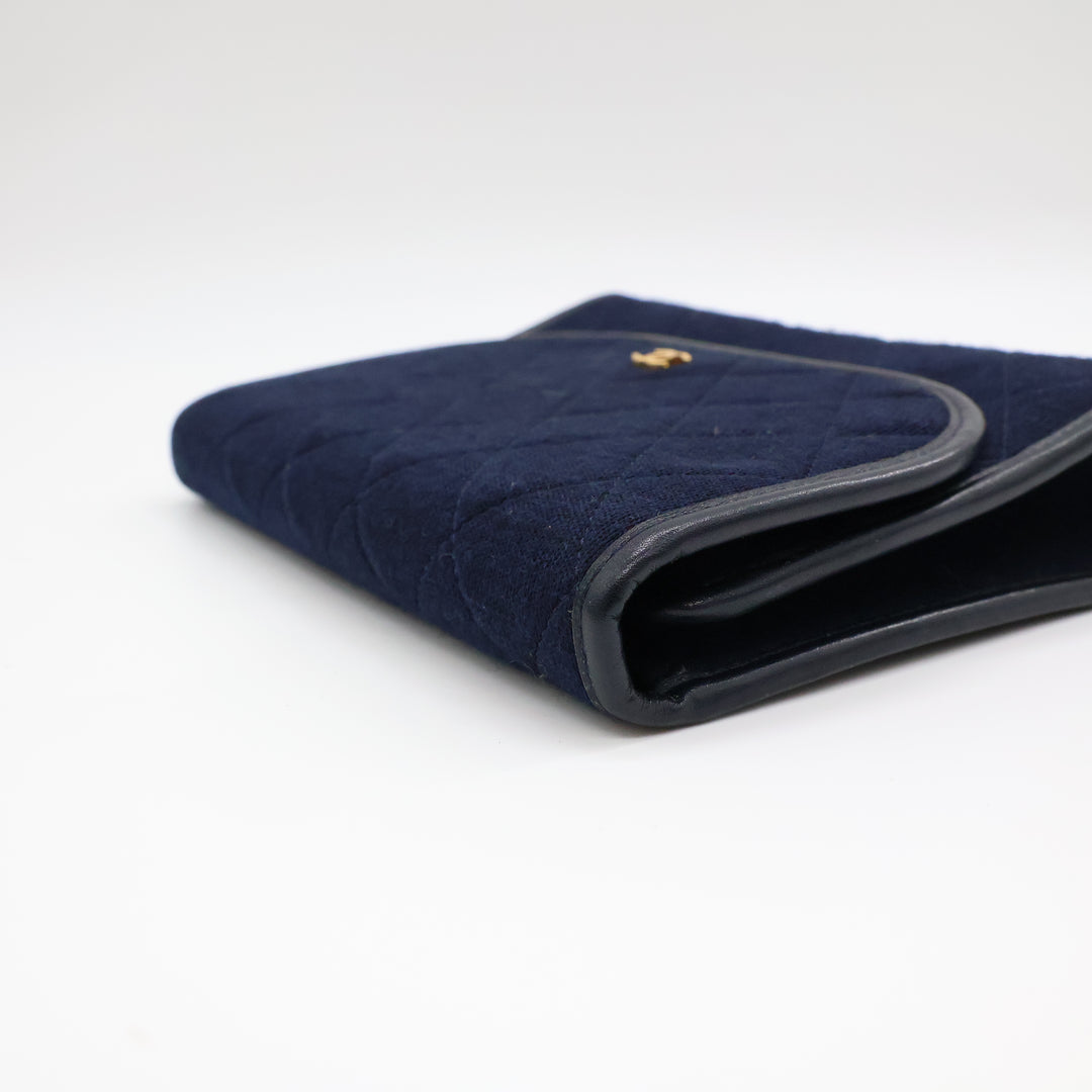 Chanel Navy Quilted Cotton Vintage Mini Matelasse Handbag