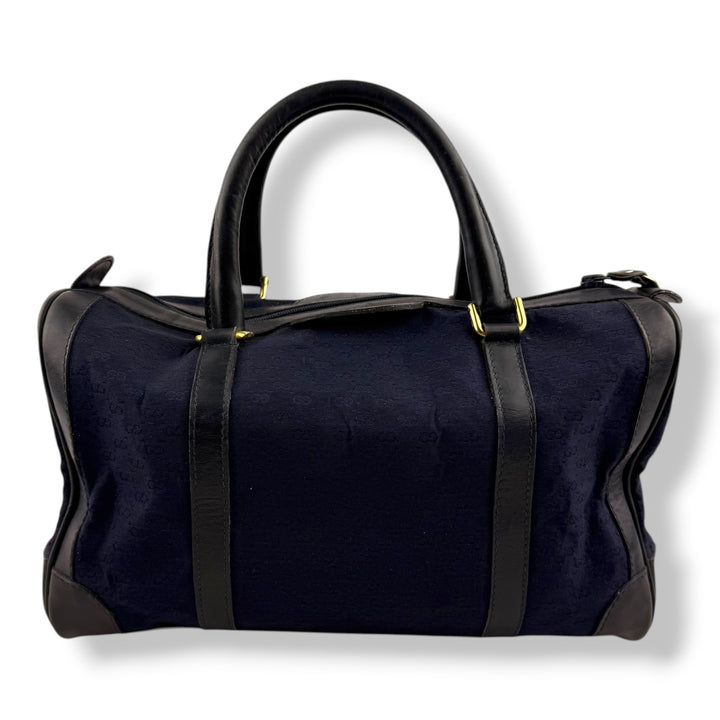 Gucci Navy GG Monogram Boston Canvas Bag