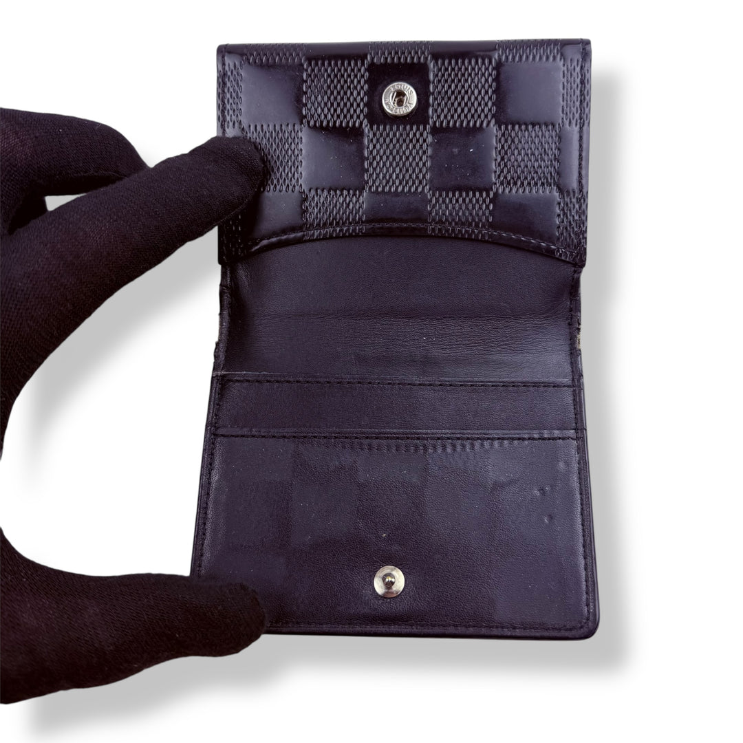 LOUIS VUITTON Ludlow Damier Vernis Noir Card Case Wallet in Black