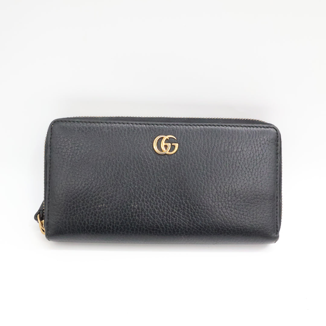Gucci GG Black GG Marmont Zip Around Wallet