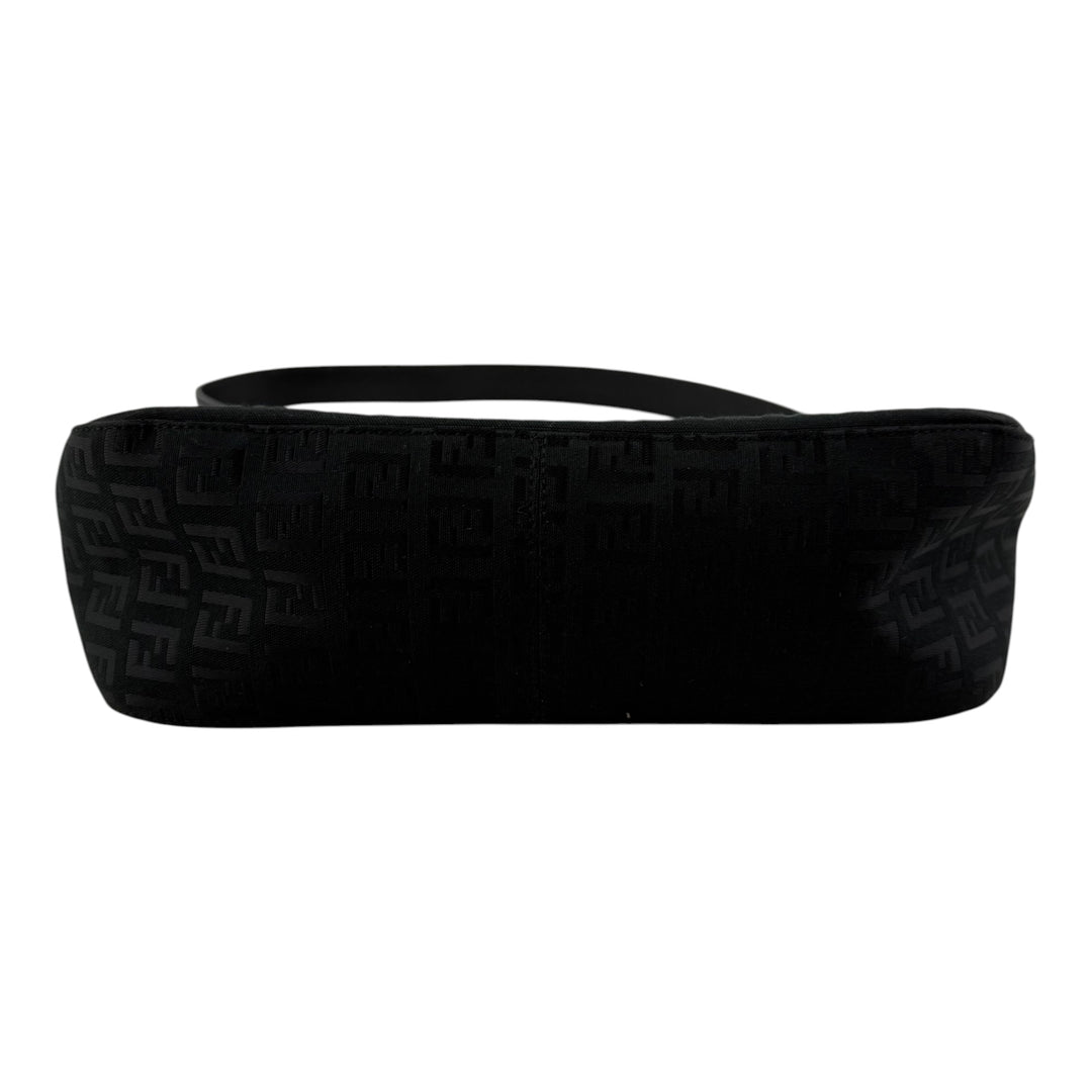 Fendi FF Zucchino Mamma Baguette Black Handbag
