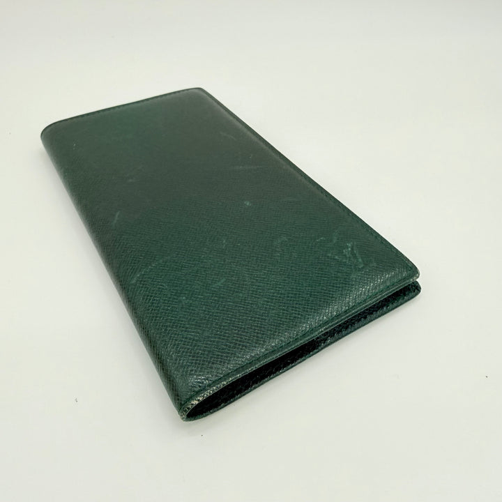 Louis Vuitton Green Taiga Leather Brazza Long Wallet