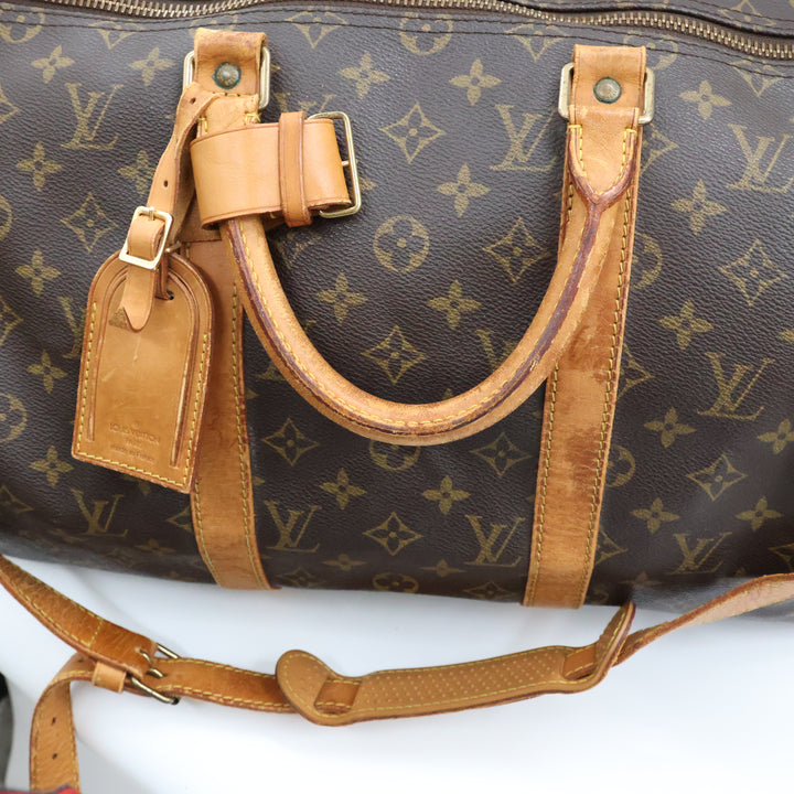 Louis Vuitton Bandouliere Vintage Brown Monogram 50 Keepall Duffle Bag