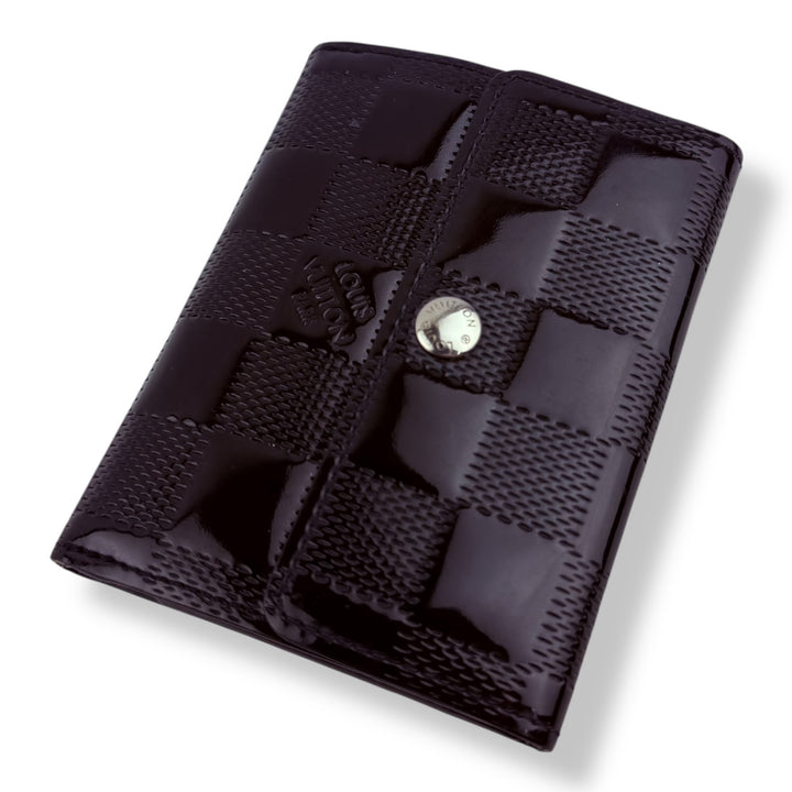 LOUIS VUITTON Ludlow Damier Vernis Noir Card Case Wallet in Black