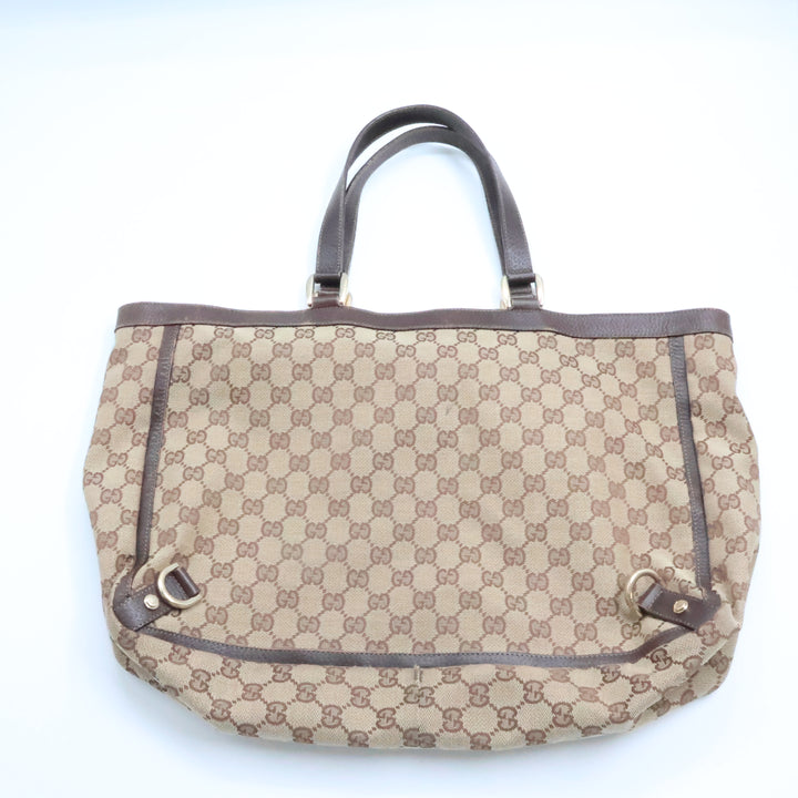 Gucci Abbey GG Beige/Brown Canvas Tote Handbag