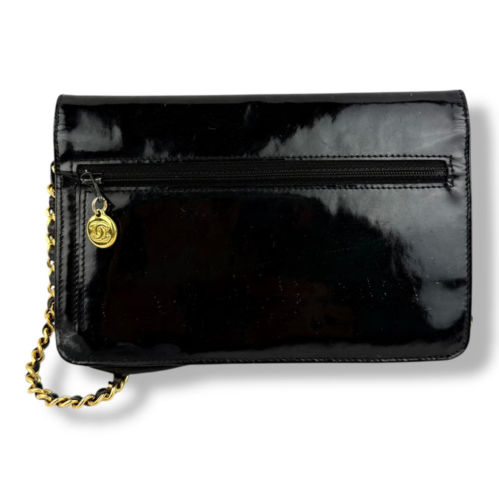 Chanel CC Wallet on Chain Black Patent Leather
