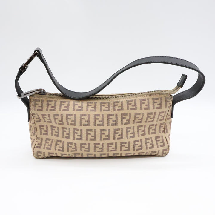 Fendi FF Zucchino Baguette Beige Handbag