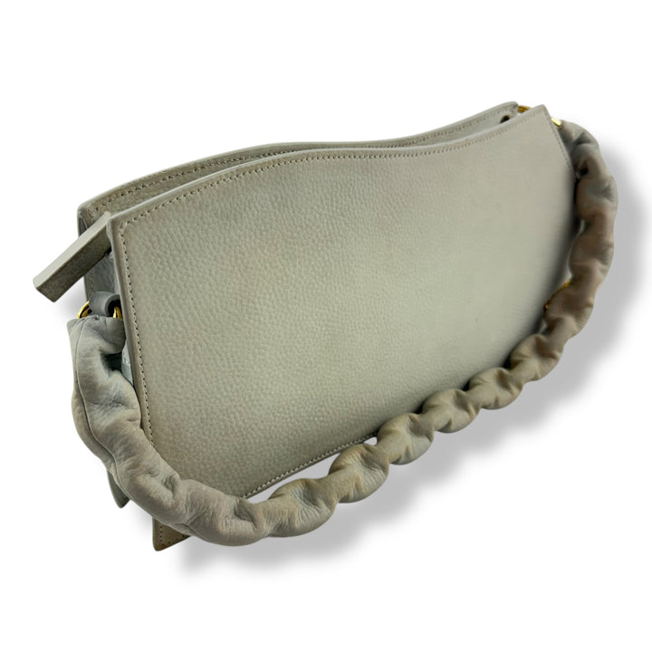 Jacquemus Vague Asymmetrical Grey Leather Shoulder Handbag