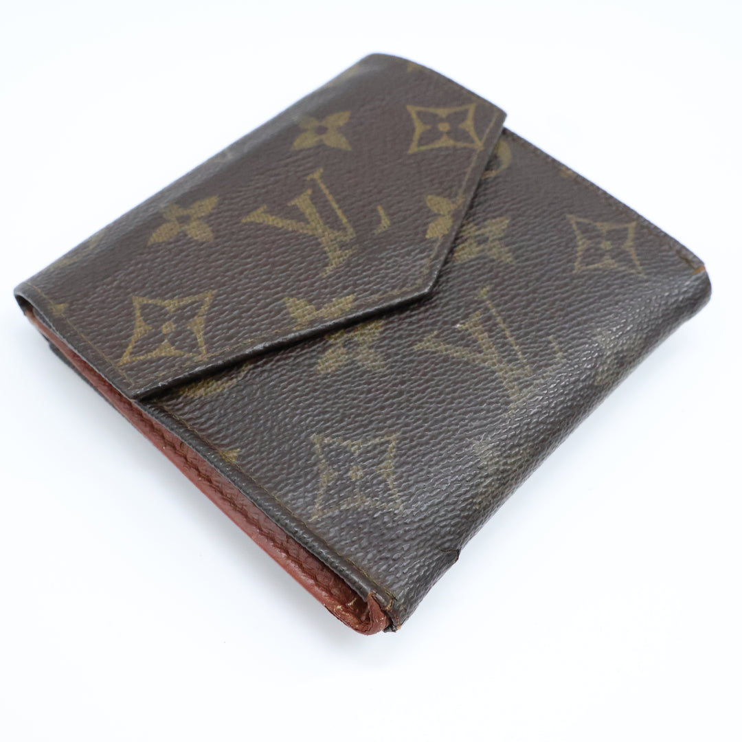 Louis Vuitton Vintage Brown Monogram V Flap Compact Bifold Wallet Purse Good/Very Good Condition