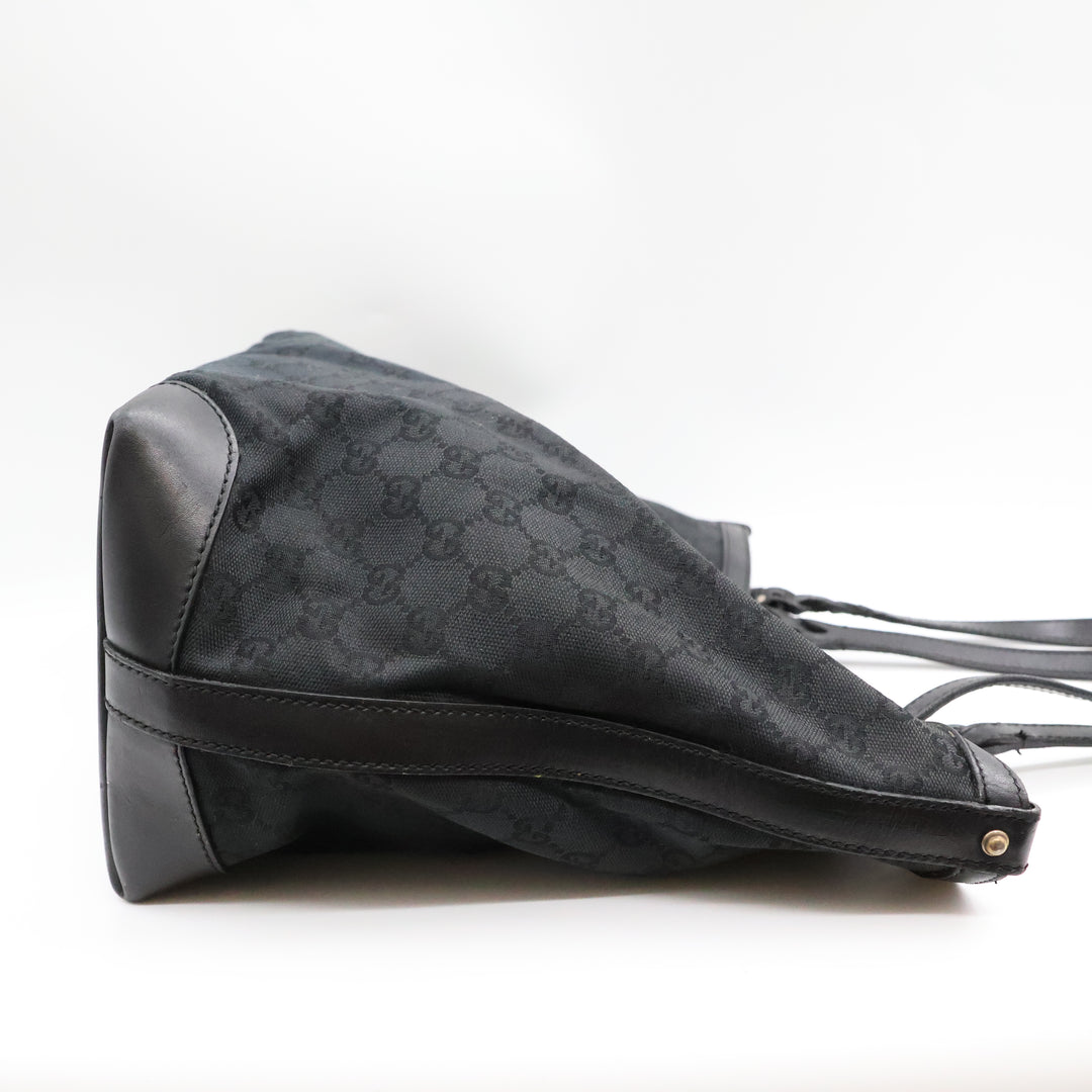 Gucci GG Black Monogram Tote Handbag W/ Pouch