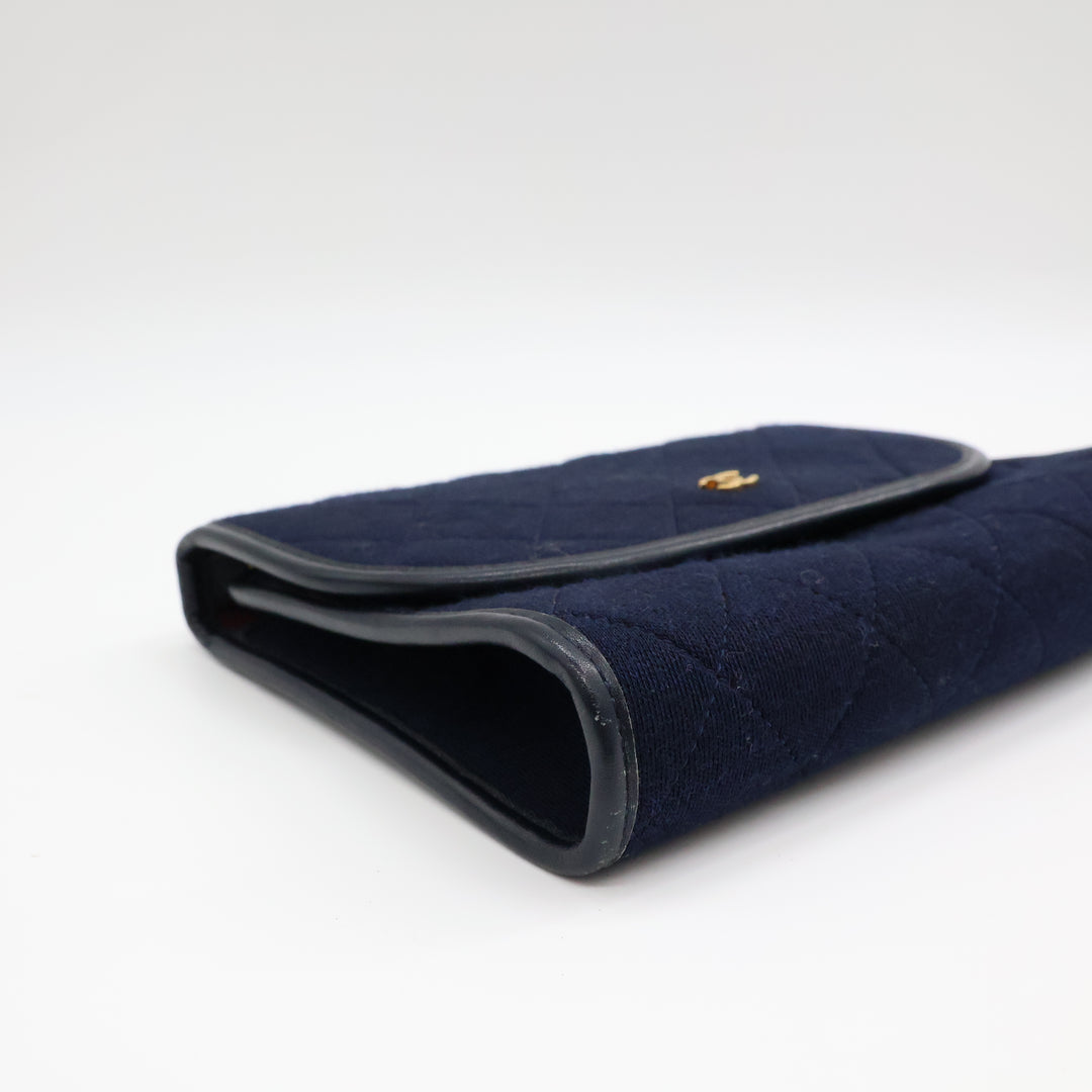 Chanel Navy Quilted Cotton Vintage Mini Matelasse Handbag