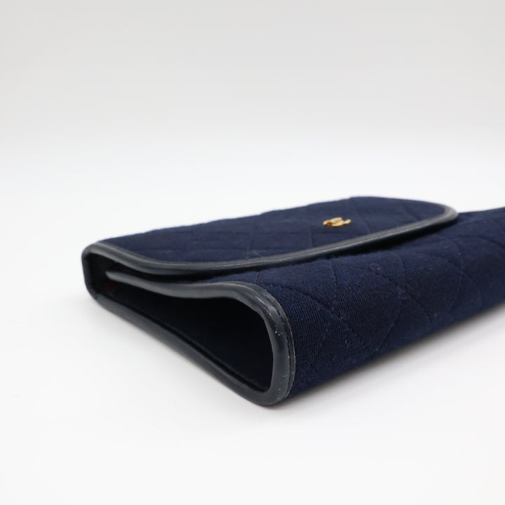 Chanel Navy Quilted Cotton Vintage Mini Matelasse Handbag