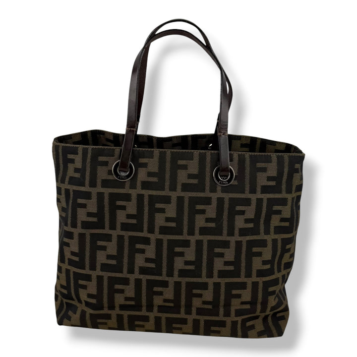Fendi Zucca Brown Monogram Canvas Tote Handbag