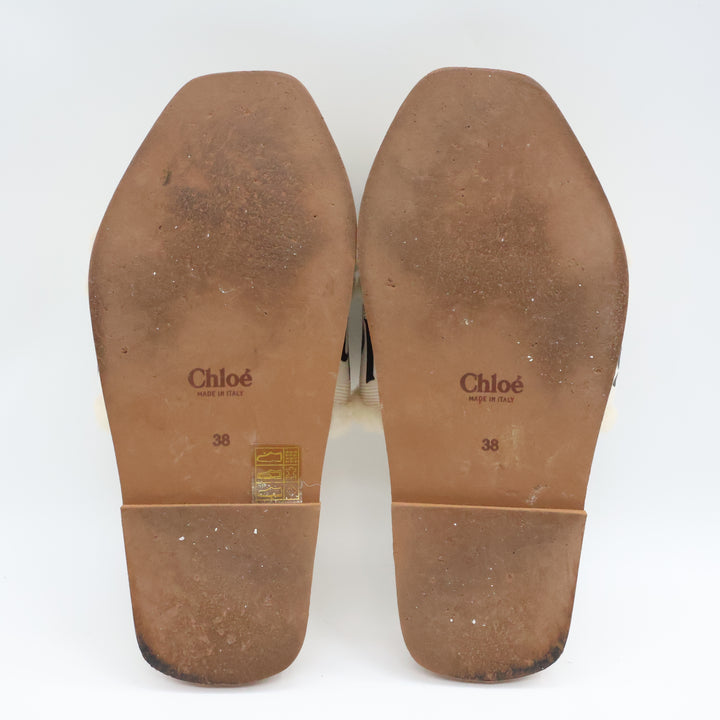 Chloe Woody Logo-Tape Flat Sandals UK 5 / EU 38