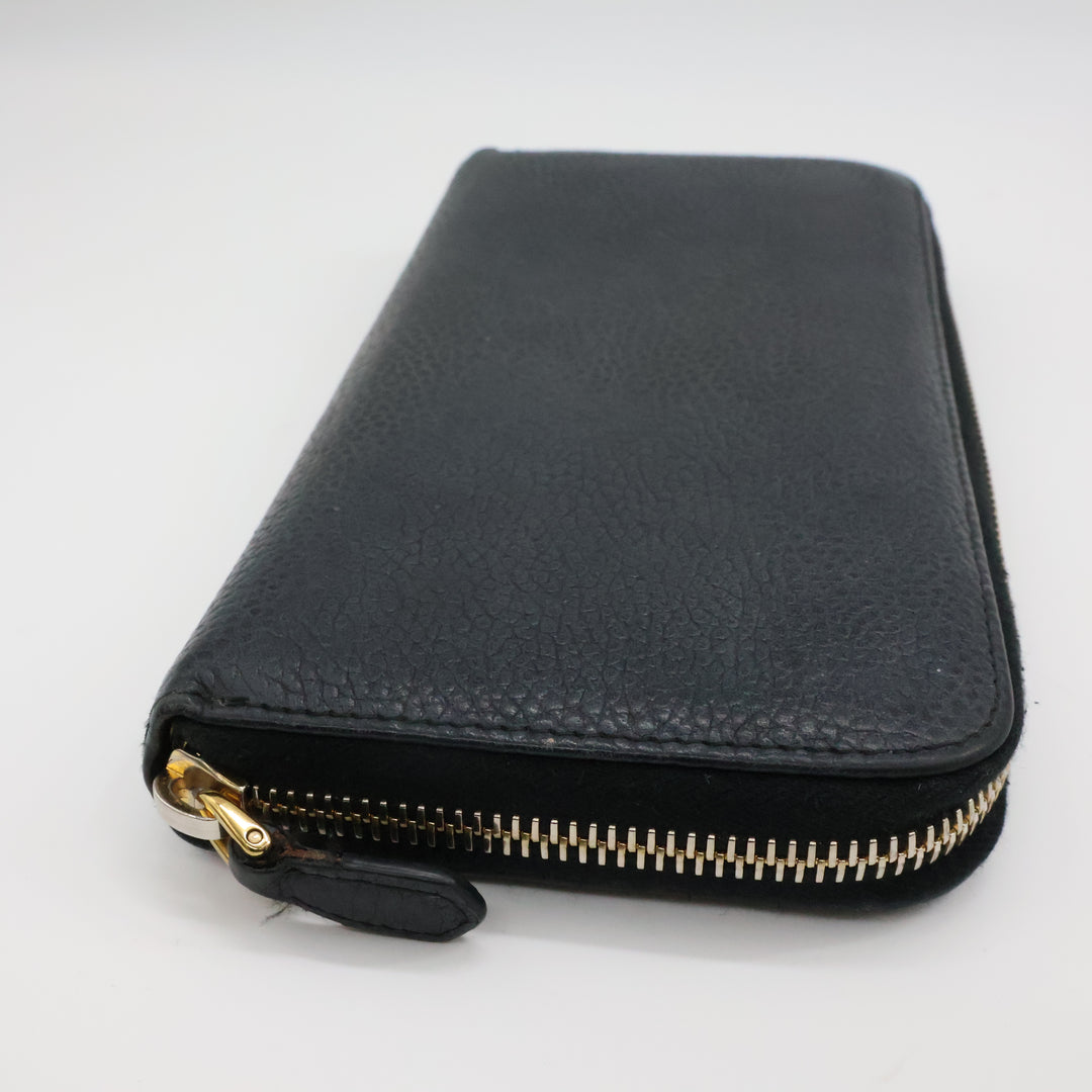 Prada Black Saffiano Leather Long Zippy Wallet