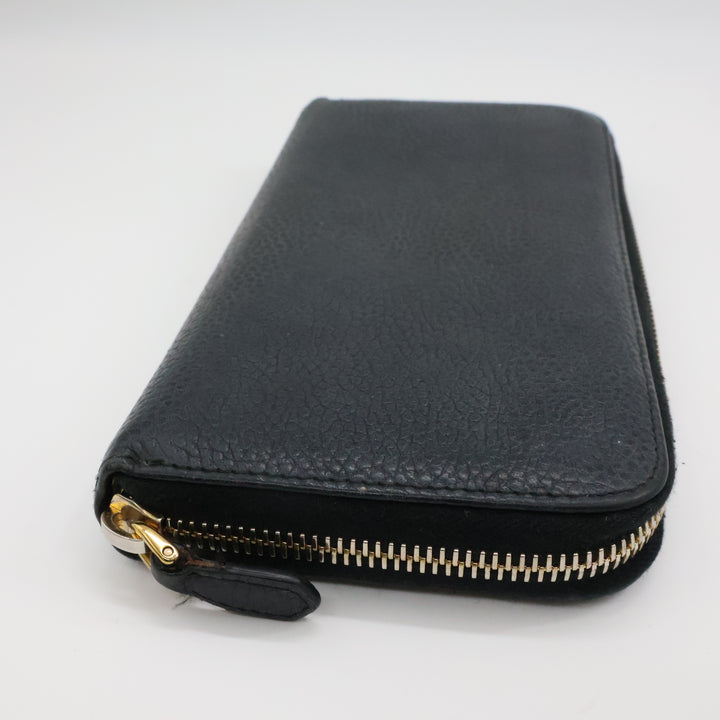 Prada Black Saffiano Leather Long Zippy Wallet