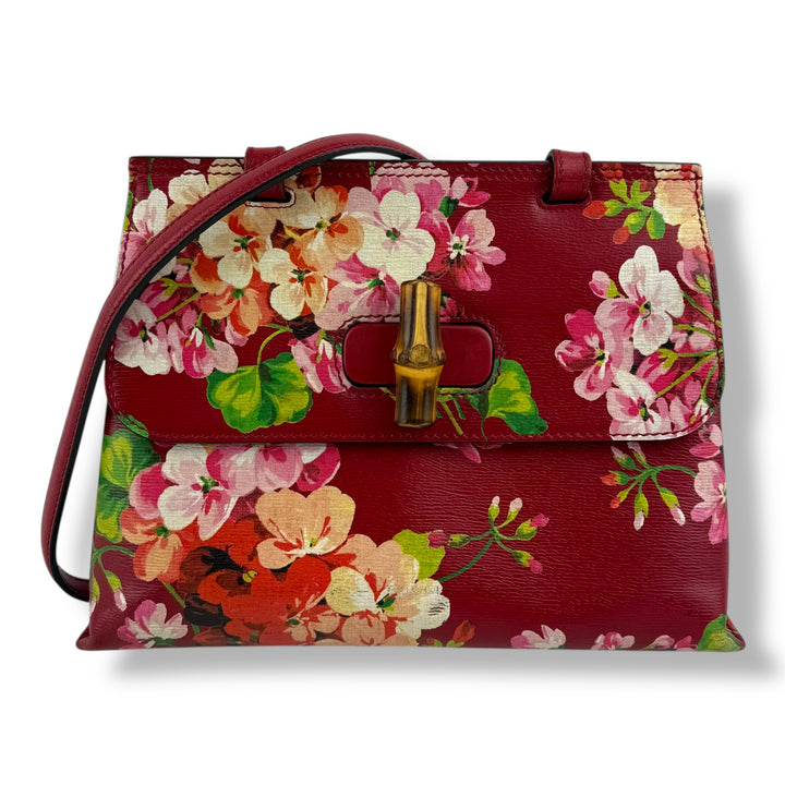 Gucci GG Blooms Bamboo Tote Top Handle Bag