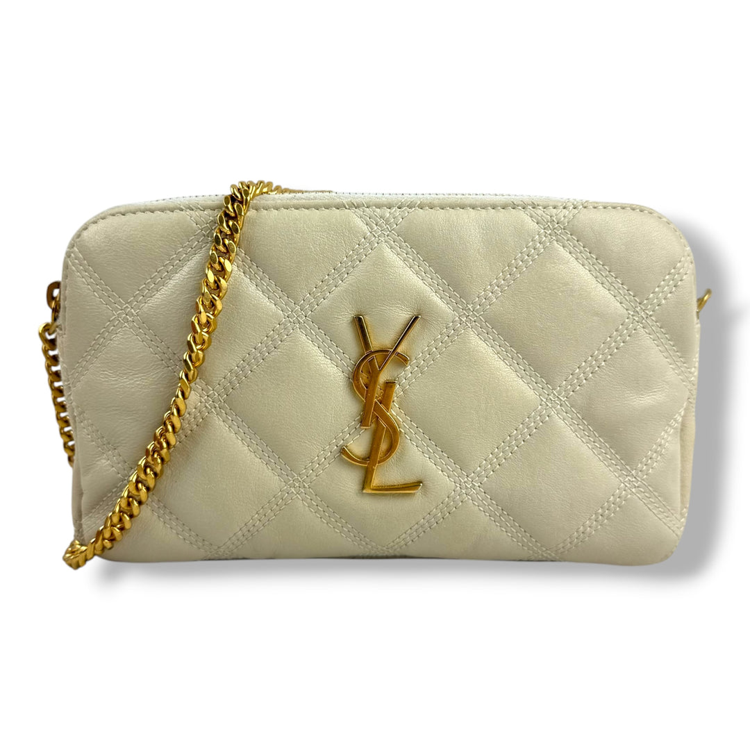 Saint Laurent Becky Cream Lambskin Handbag