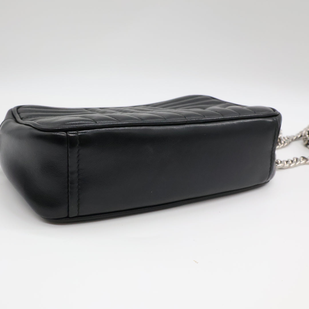 Prada Diagramme Black Calfskin Leather Camera Crossbody Handbag