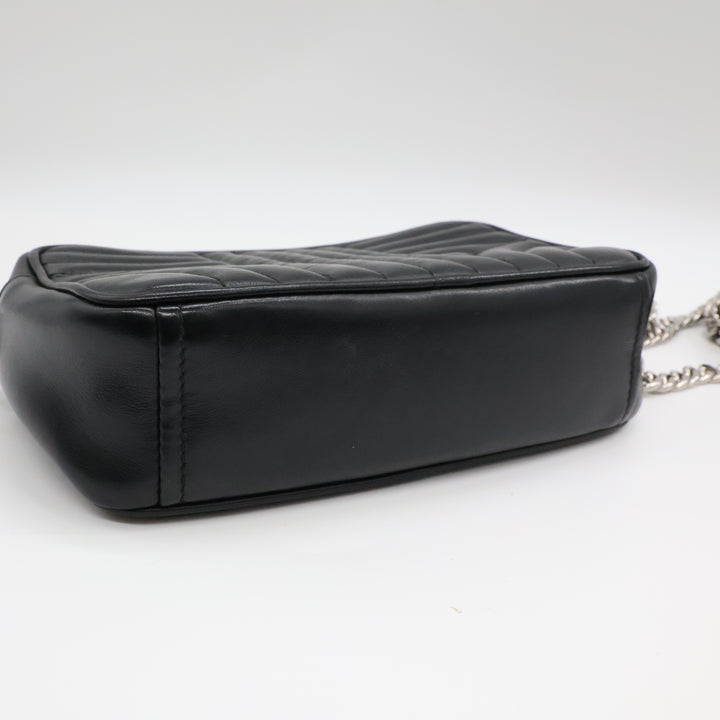 Prada Diagramme Black Calfskin Leather Camera Crossbody Handbag