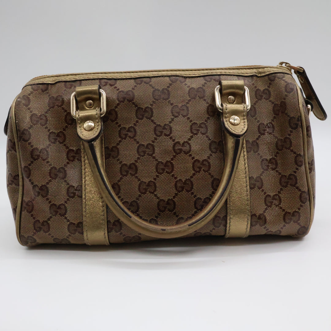 Gucci GG Gold/Beige Boston Canvas Bag