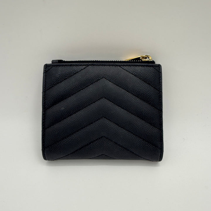 YSL Saint Laurent Black Cassandre Bifold Wallet