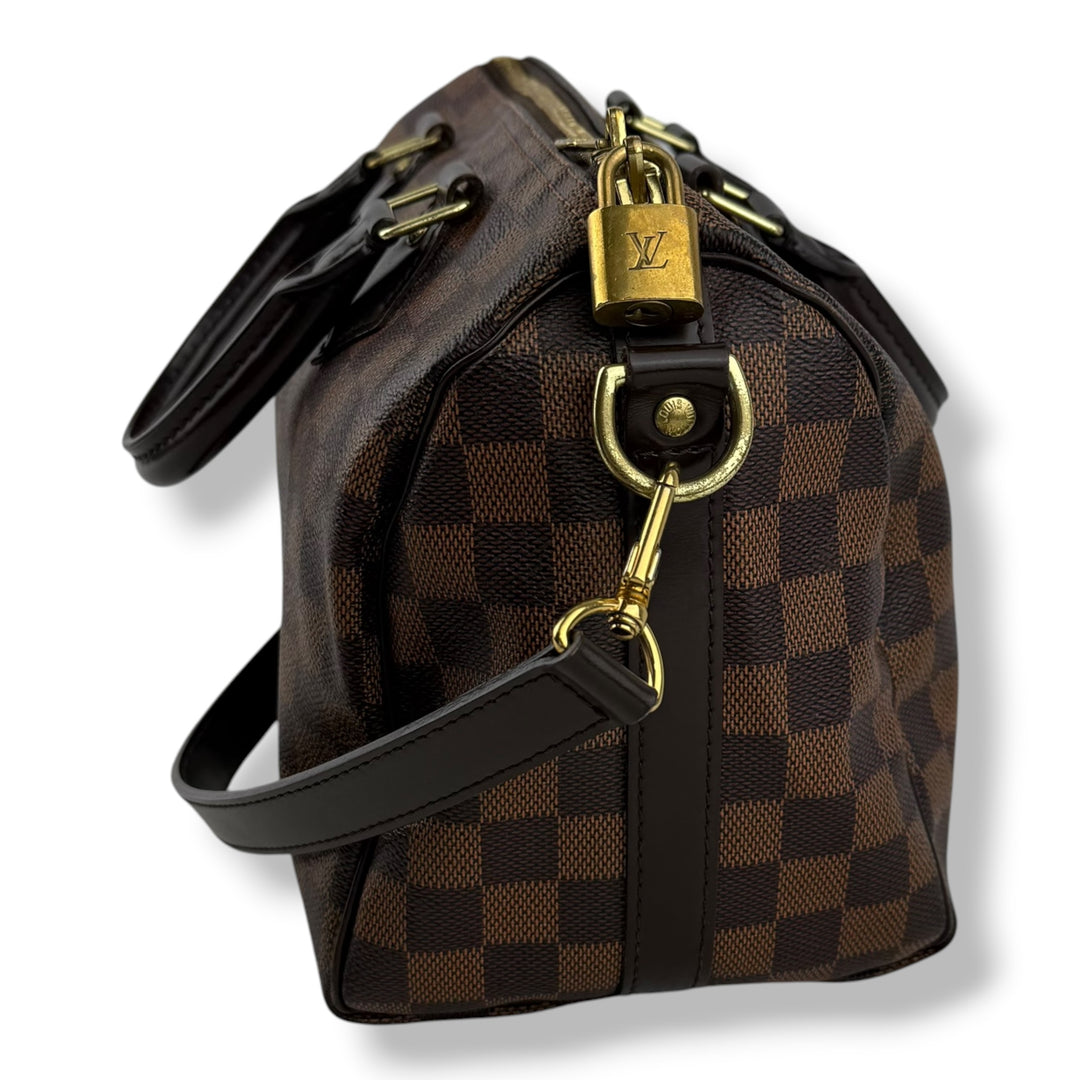 Louis Vuitton Damier Ebene Brown Speedy Bandouliere 25 Handbag