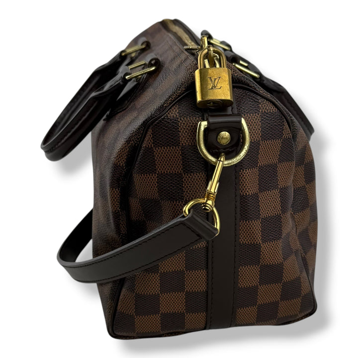 Louis Vuitton Damier Ebene Brown Speedy Bandouliere 25 Handbag