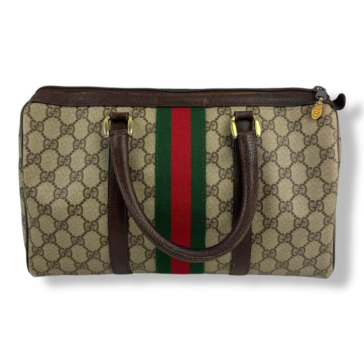 Gucci Beige GG Monogram Boston Canvas Bag