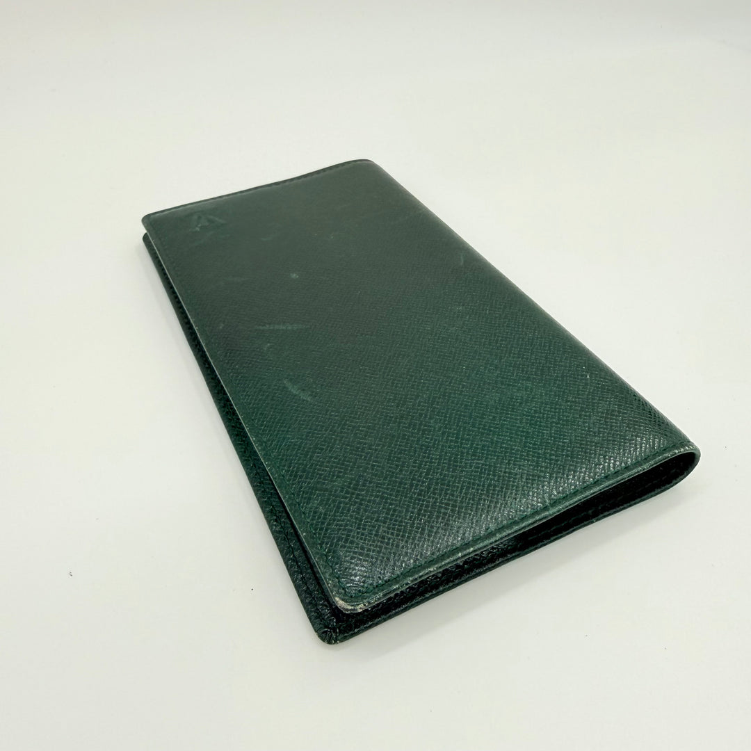 Louis Vuitton Green Taiga Leather Brazza Long Wallet