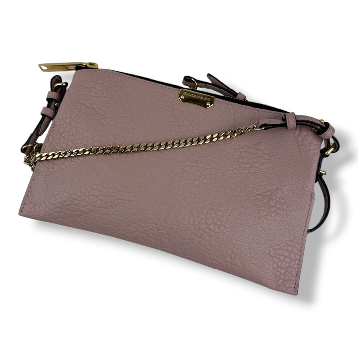 Burberry Pink Check Embossed Crossbody Handbag